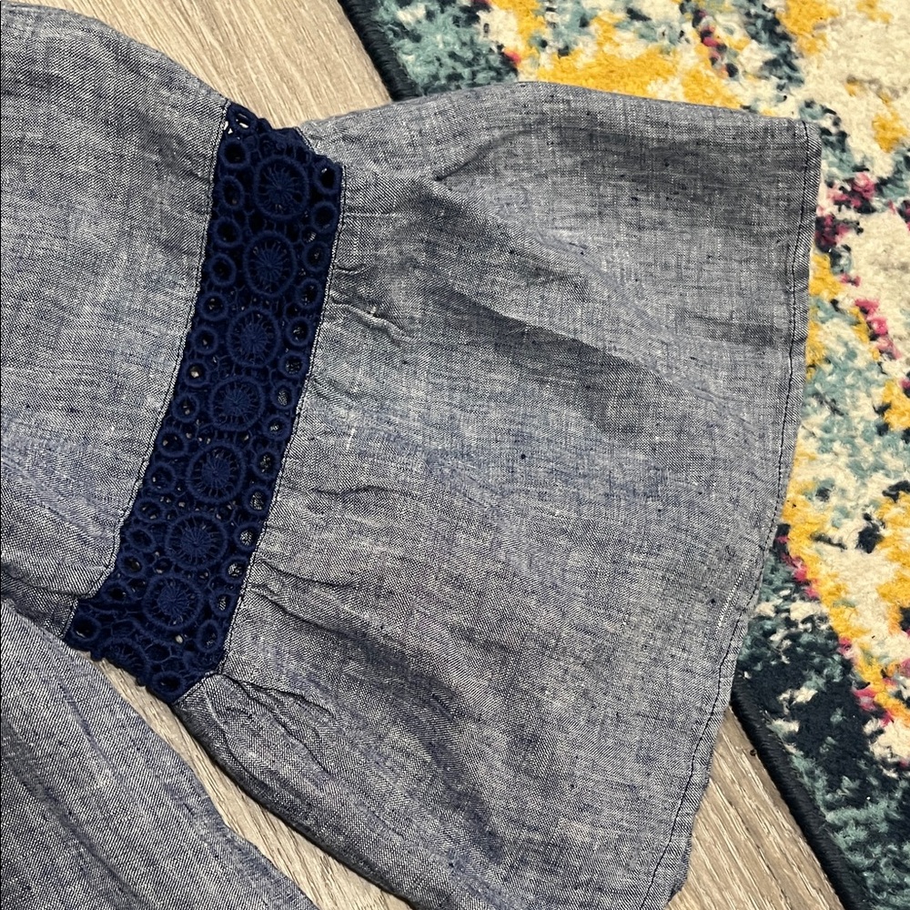 crown & ivy Chambray Tunic with Navy Lace Trim - Blue - Picture 5 of 9